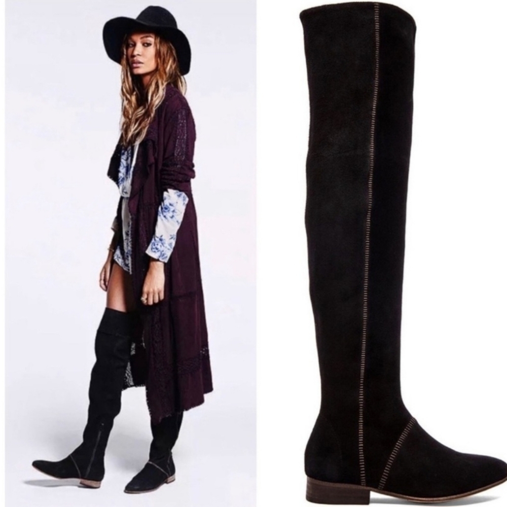 Free people Grandeur real suede knee high boots